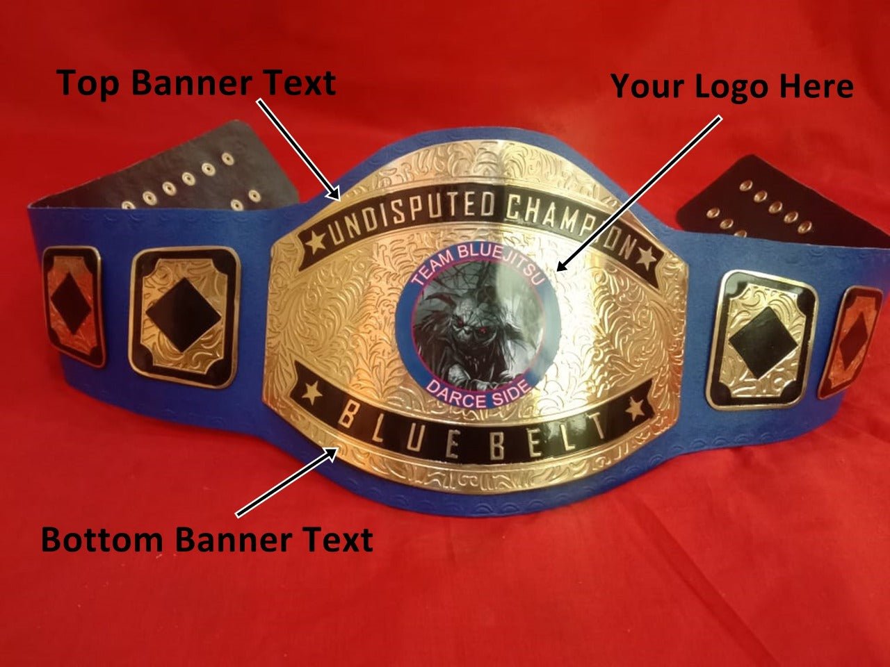Custom Name and Team Blue Jitsu Logo Wrestling Championship Belt - Customize Wrestling Belts Wrestling Customize Beltposhleathers - 14b7Black2mm BrassDesign 5Custom Name and Team Blue Jitsu Logo Wrestling Championship Belt - Customize Wrestling BeltsWrestling Customize Beltposhleathers - 14b7
