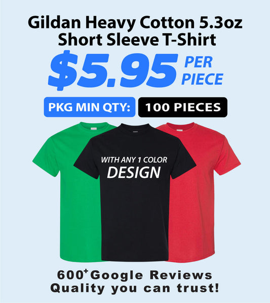 Gildan Heavy Cotton™ 5000 T-Shirt Package (100 Pieces)