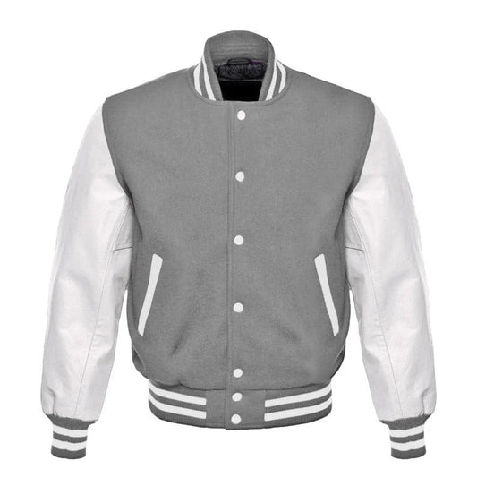 Gray Varsity Baseball Letterman College Bomber Jacket