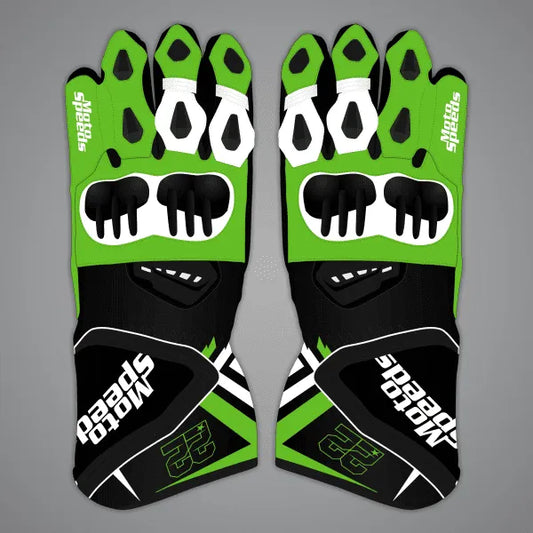 Alex Lowes Black and Green Motorcycle Gloves 2024