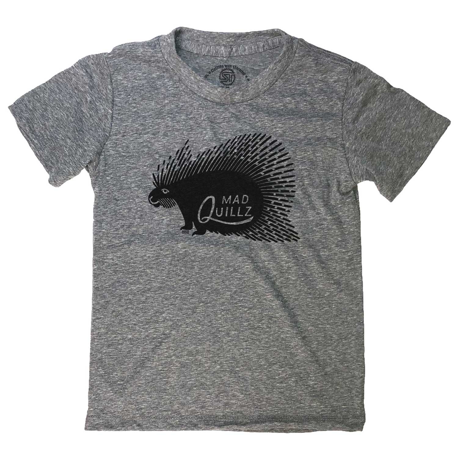 Kid's Mad Quillz Retro Hedgehod Graphic Tee | Funny Cute Porcupine T-shirt | Solid Threads