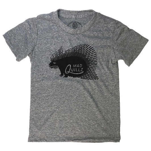 Kid's Mad Quillz Retro Hedgehod Graphic Tee | Funny Cute Porcupine T-shirt | Solid Threads