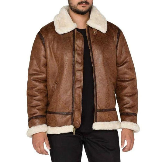 Mens Brown B3 Aviator Leather Jacket