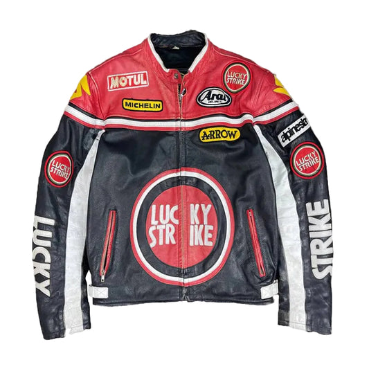 Lucky Strike Red & Black Leather Jacket