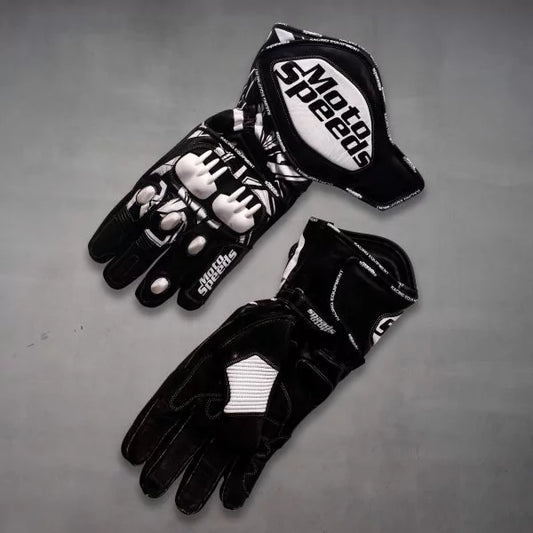 White and Black Motorcycle Gloves 2023