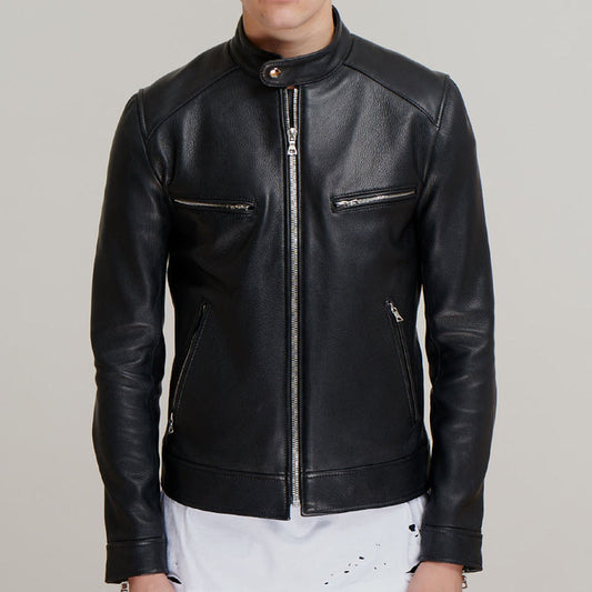 Men Dashing Pitch Black Leather Jacket
