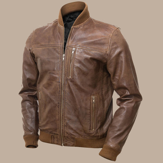 Mens Tawny Brown Bomber Jacket