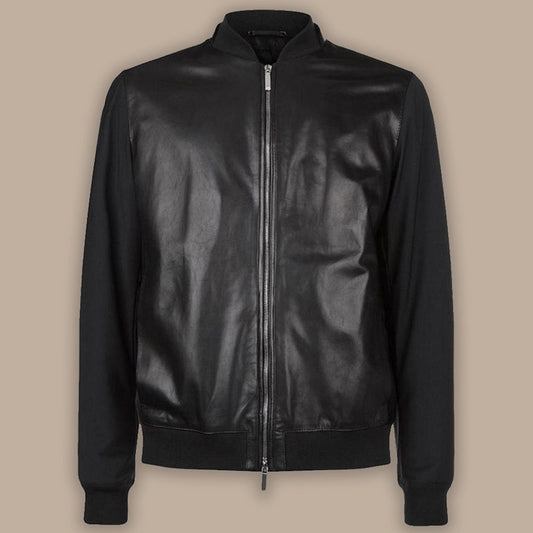 Mens Pure Black Bomber Jacket