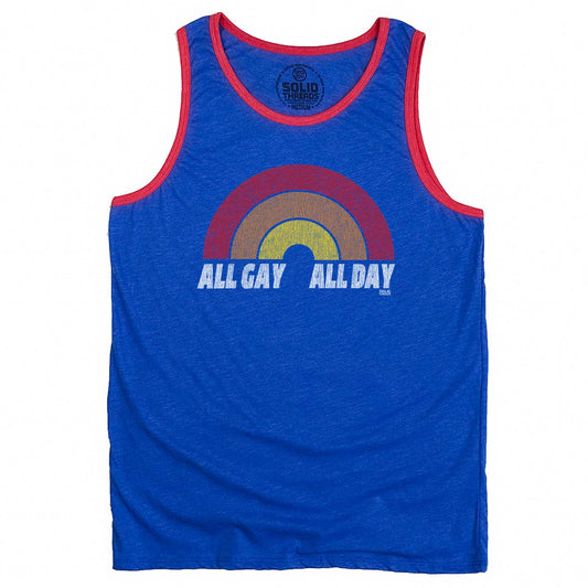 Men's All Gay All Day Vintage Graphic Tank Top | Funny LGBTQ Pride Sleeveless Shirt | SOLID THREADS