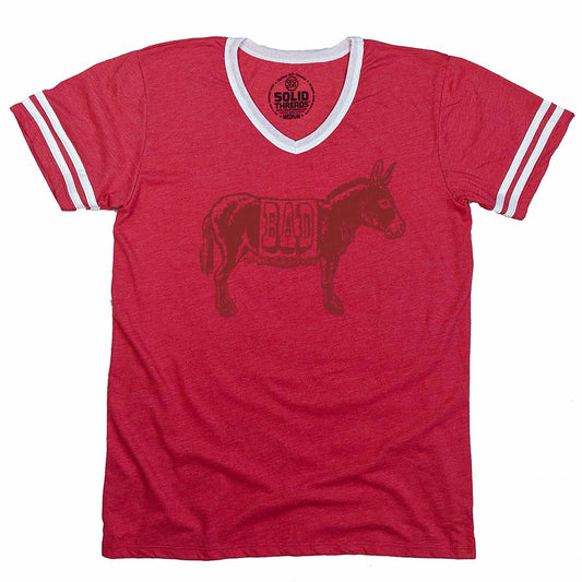 Men's Bad Ass Vintage Graphic V-Neck Tee | Funny Donkey T-shirt | Solid Threads