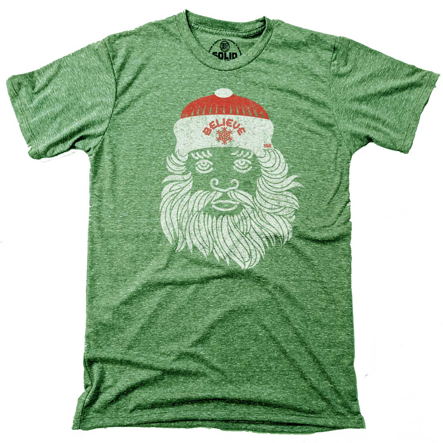 Men's Believe in Santa Cool Retro T-shirt | Funny Christmas Graphic Tee | Solid Threads
