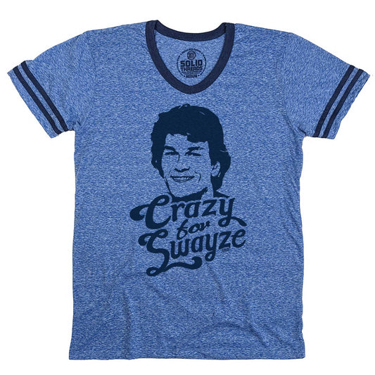 Men's Crazy for Swayze Vintage Graphic V-Neck Tee | Funny Patrick Swayze T-shirt | Solid Threads