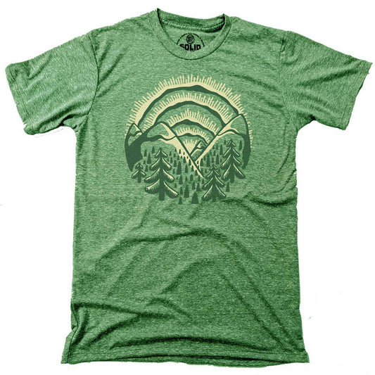 Vintage Men's Sunset Hippie Nature Graphic Tee | Retro Artistic Mountains T-Shirt | Solid Threads