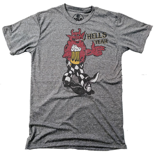 Men's Hells Yeah Vintage Graphic T-Shirt | Funny Party Fiend Triblend Tee | Solid Threads