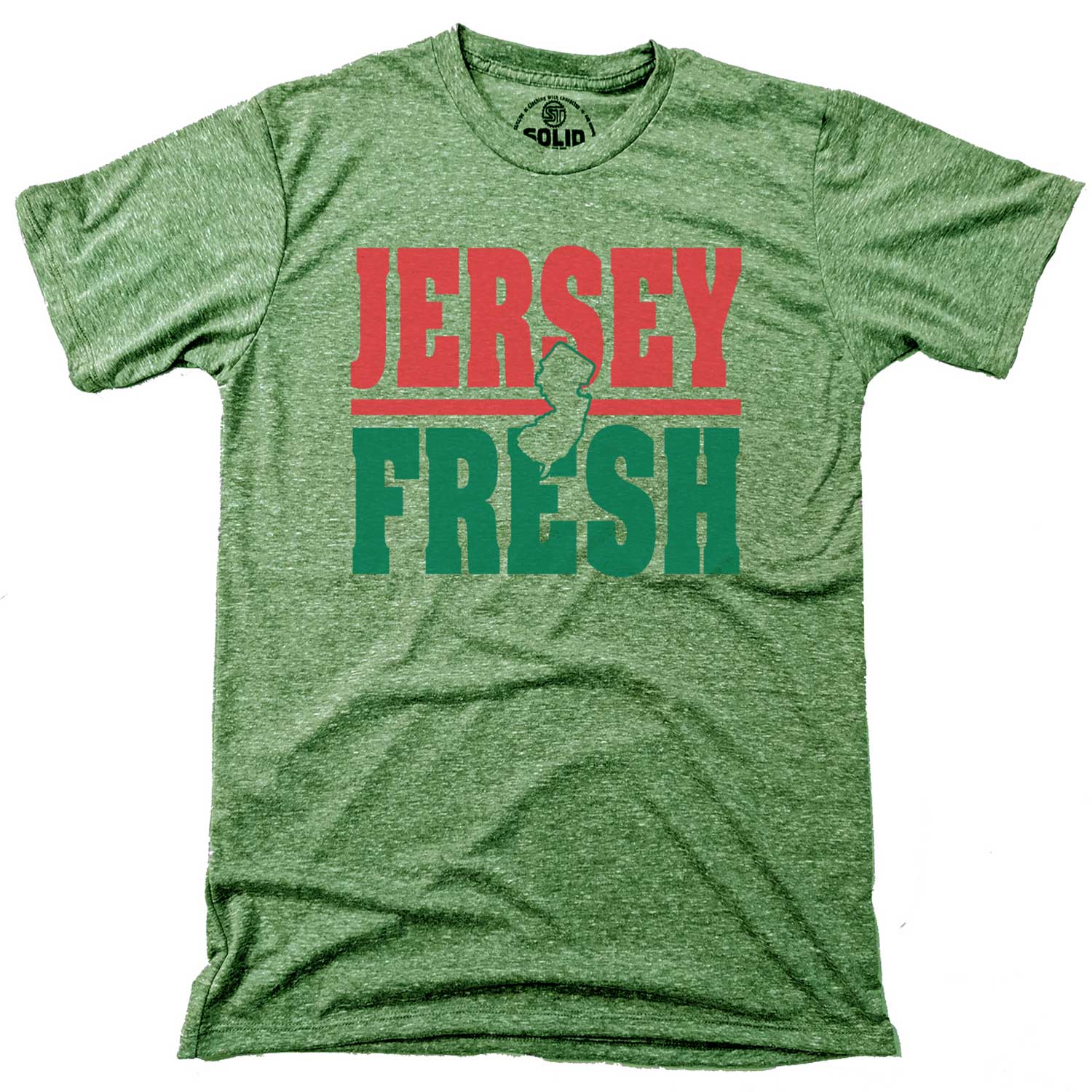 Men's Jersey Fresh Vintage Graphic Tee | Retro Garden State Pride Green T-Shirt | Solid Threads