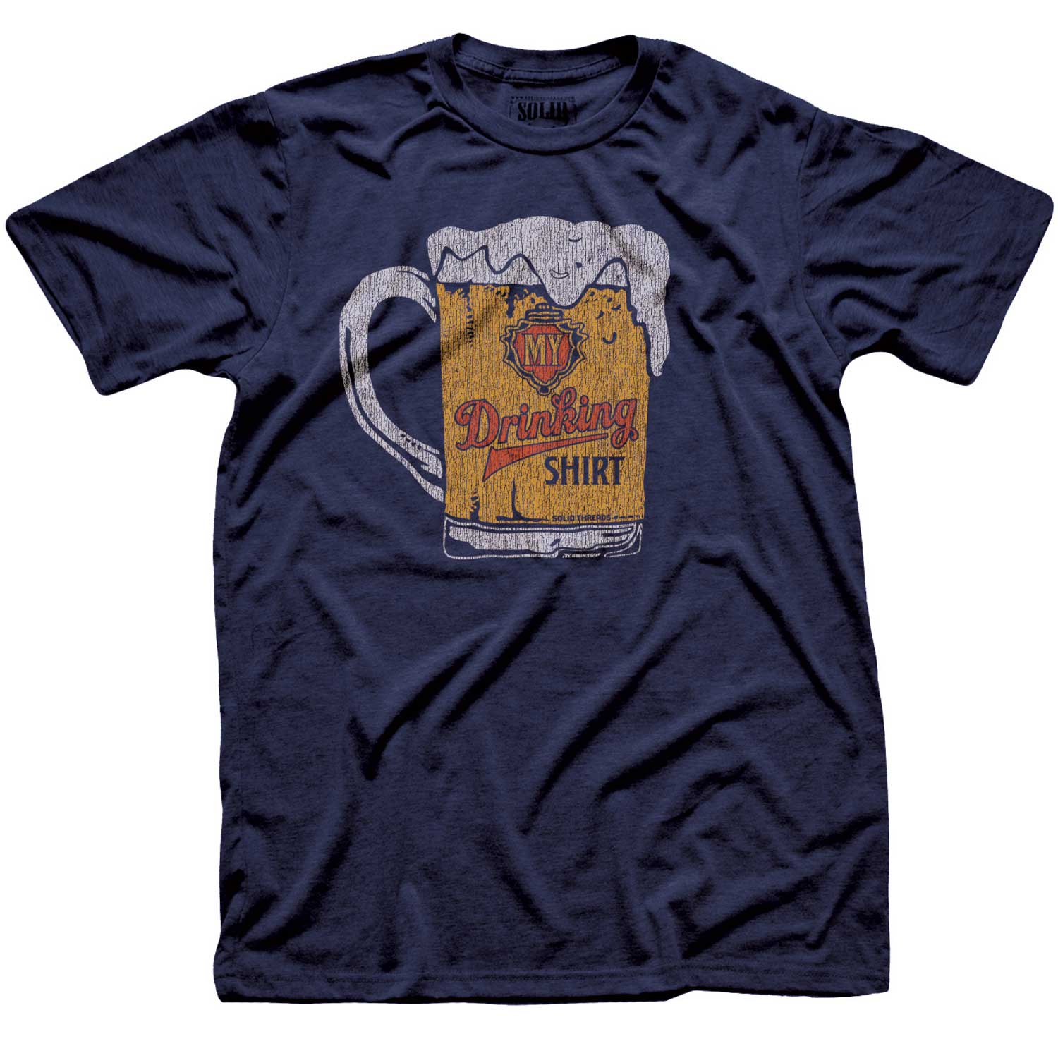 Men's My Drinking Shirt Retro Drinking Beer Graphic Tee | Funny Pint Glass T-Shirt | Solid Threads