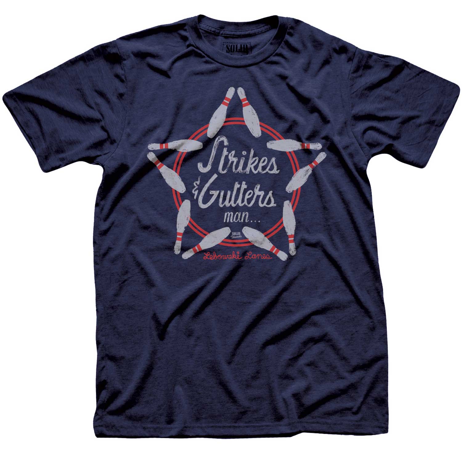 Men's Strikes & Gutters Vintage Inspired T-shirt | Cool Retro Funny Big Lebowski Graphic Tee | Solid Threads