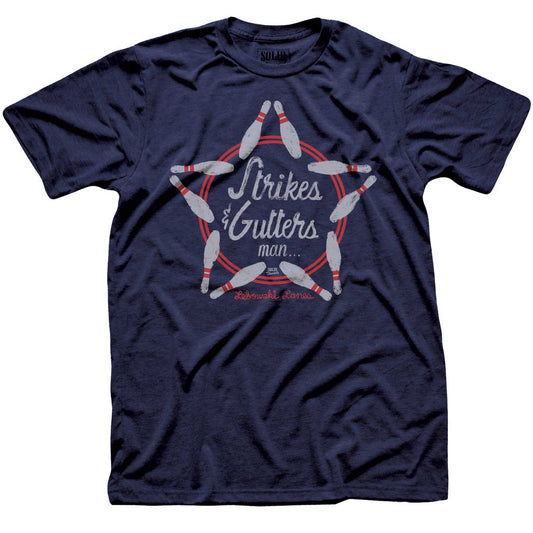 Men's Strikes & Gutters Vintage Inspired T-shirt | Cool Retro Funny Big Lebowski Graphic Tee | Solid Threads