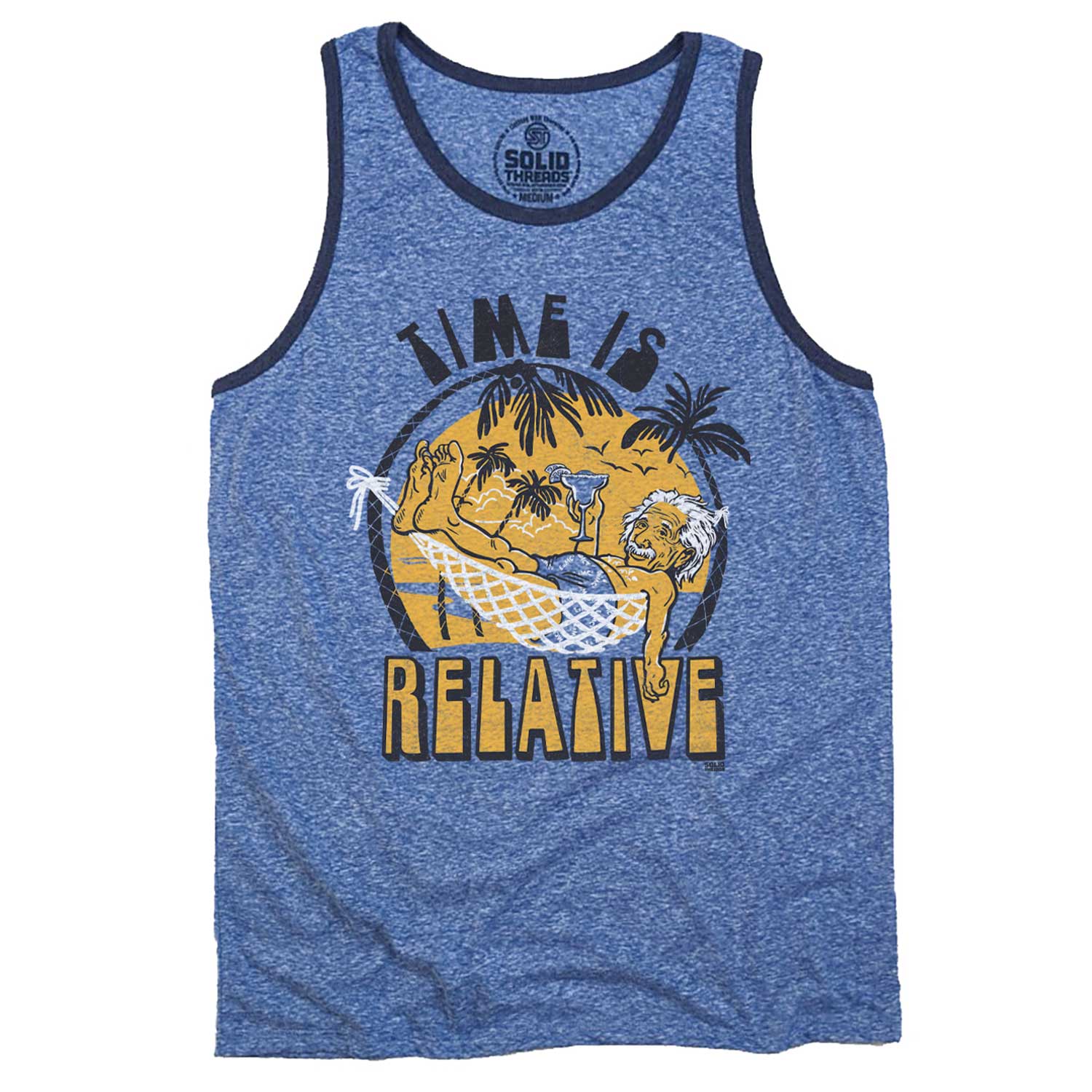 Men's Time is Relative Vintage Graphic Tank Top | Funny Albert Einstein T-shirt | Solid Threads