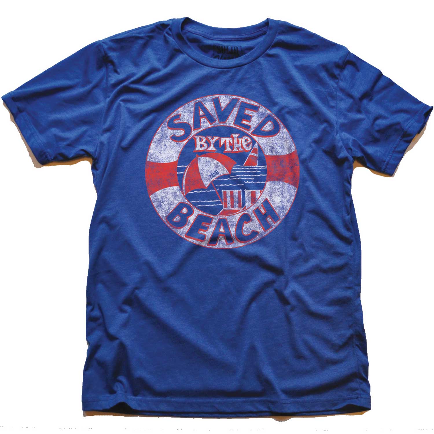 Men's Saved By The Beach Cool Lifeguard Graphic T-Shirt | Vintage Surfing Tee | Solid Threads