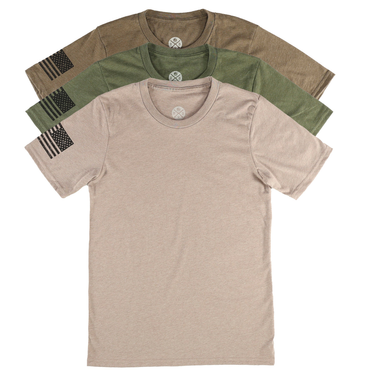 Everyday Patriotic American  Flag on Sleeve T-Shirt 3-Pack | Made in USA 