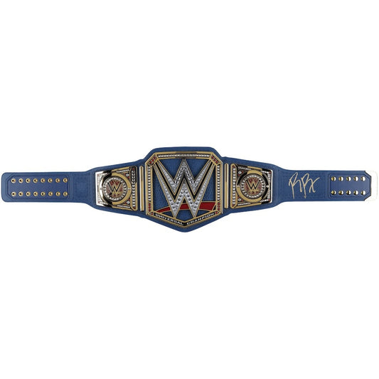 Roman Reigns WWE Autographed Universal Championship Blue Strap Replica Title Belt