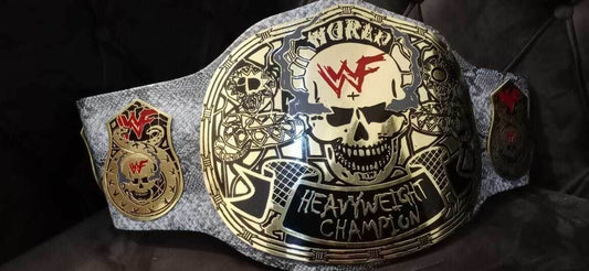 Unique WWF White Snake Skin Smoking Skull Champion Belt