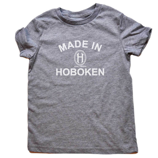 Kid's Made In Hoboken Cute NJ T-shirt | Retro New Jersey Soft Graphic Tee | Solid Threads