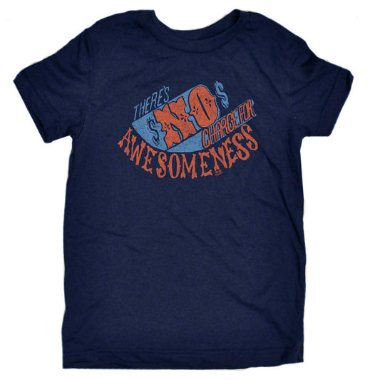 Kid's No Charge for Awesomeness Retro Graphic Tee | Funny Hot Shot T-shirt for Youth | Solid Threads