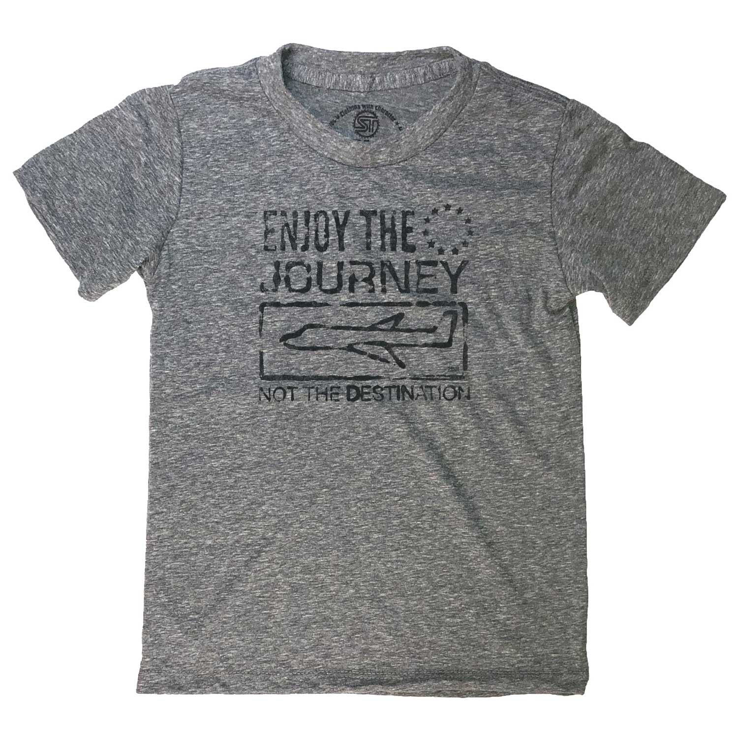 Kids Enjoy The Journey Not Destination Cool Graphic T-Shirt | Retro Travel Soft Tee | Solid Threads