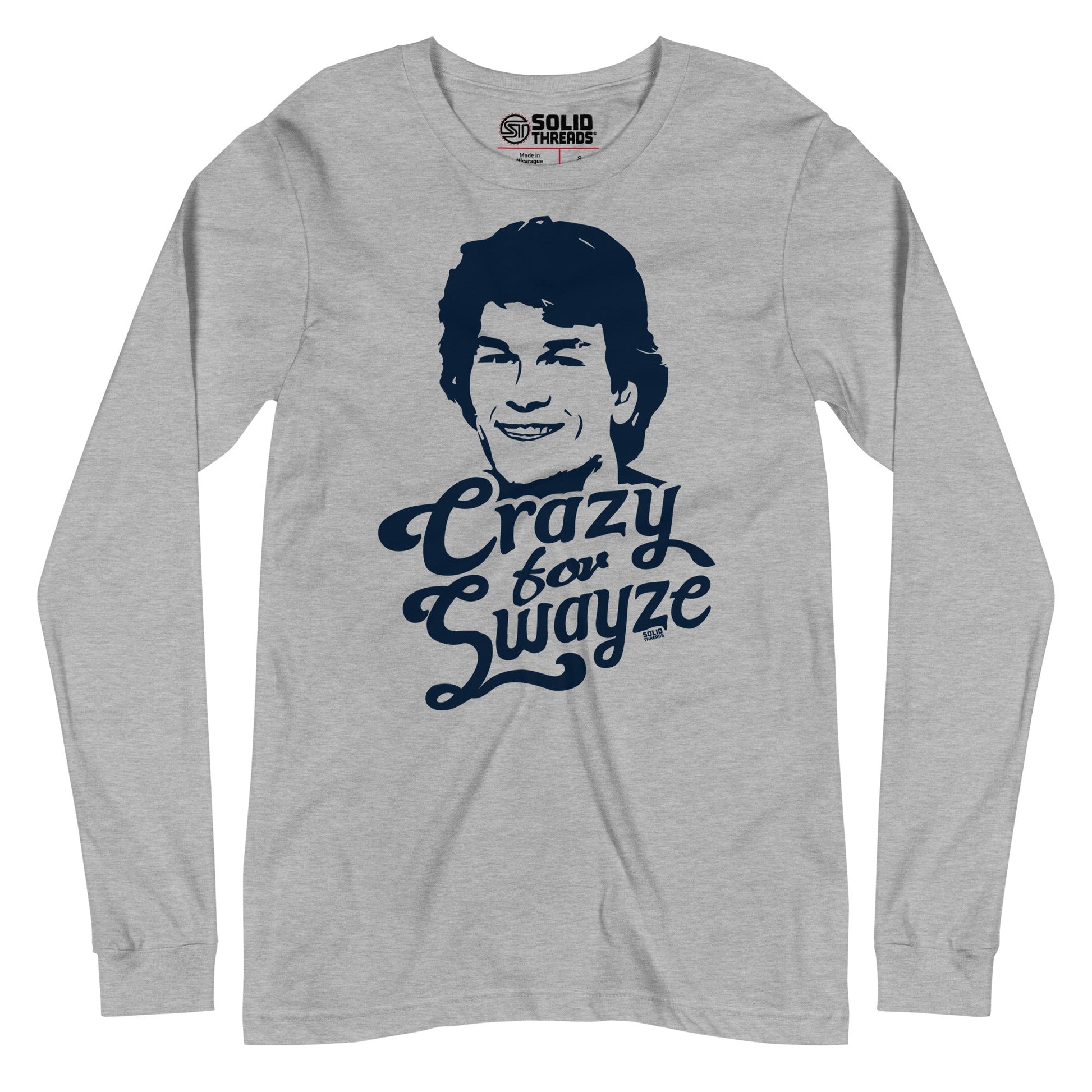 Crazy For Swayze Vintage Graphic Long Sleeve Tee | Funny Patrick Swayze T-Shirt - Solid Threads