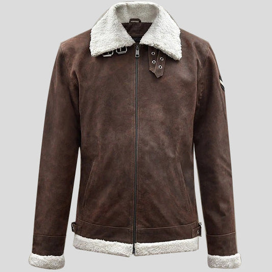 Men Vintage Brown Aviator Leather Jacket