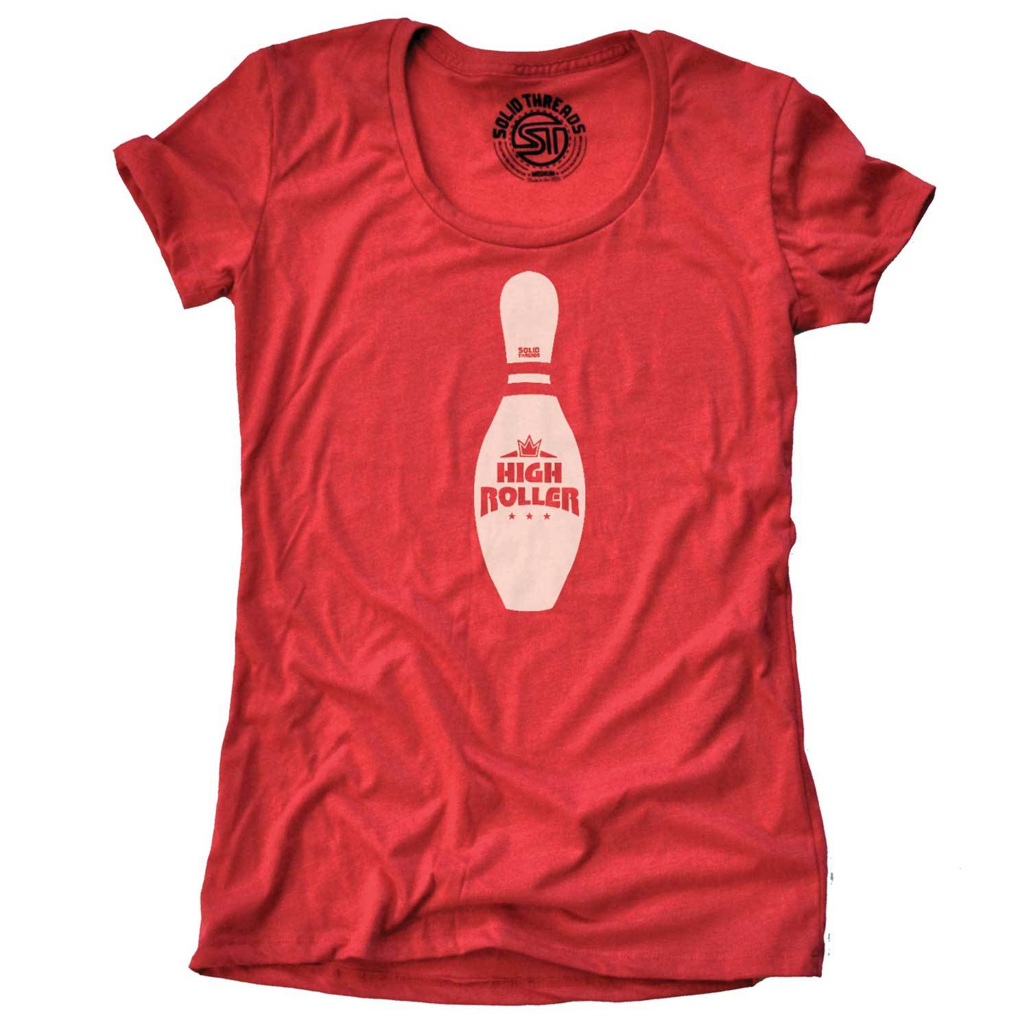 Women's High Roller Vintage 420 Graphic T-Shirt | Funny Stoned Bowling Tee | Solid Threads