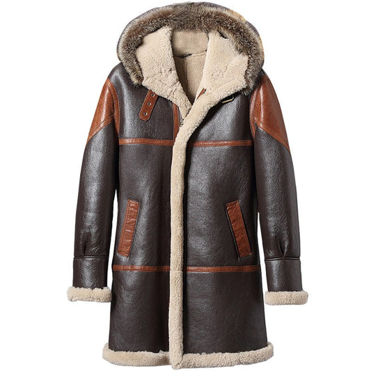 Men's Vintage Sheepskin Shearling Parka Coat