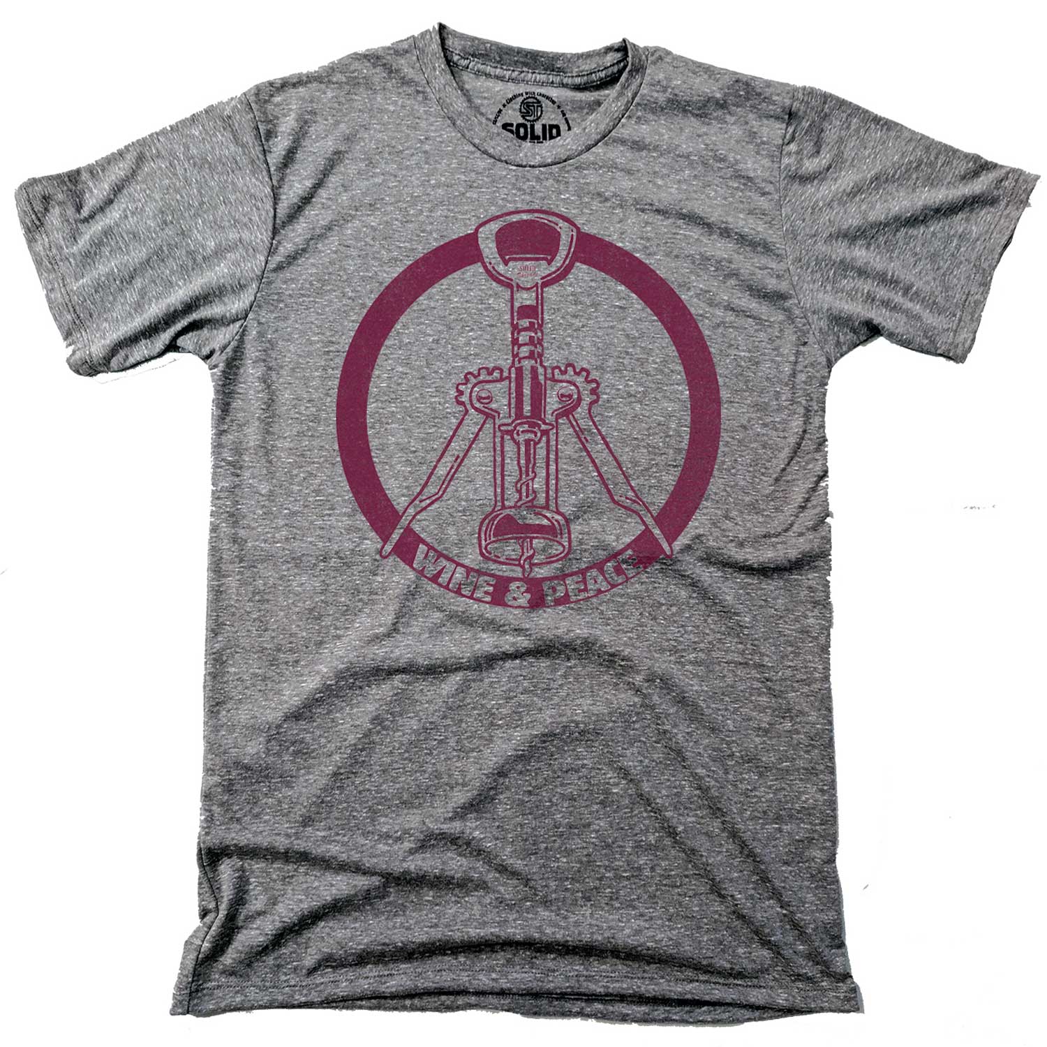 Men's Wine & Peace Cool Drinking Graphic T-Shirt | Vintage Vineyard Tee | Solid Threads