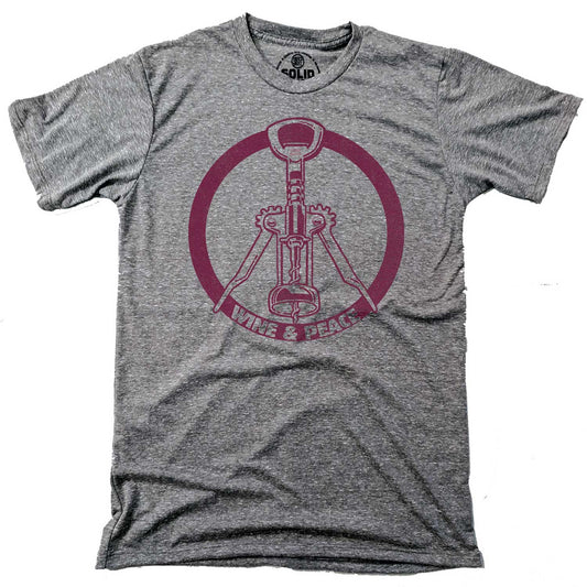 Men's Wine & Peace Cool Drinking Graphic T-Shirt | Vintage Vineyard Tee | Solid Threads