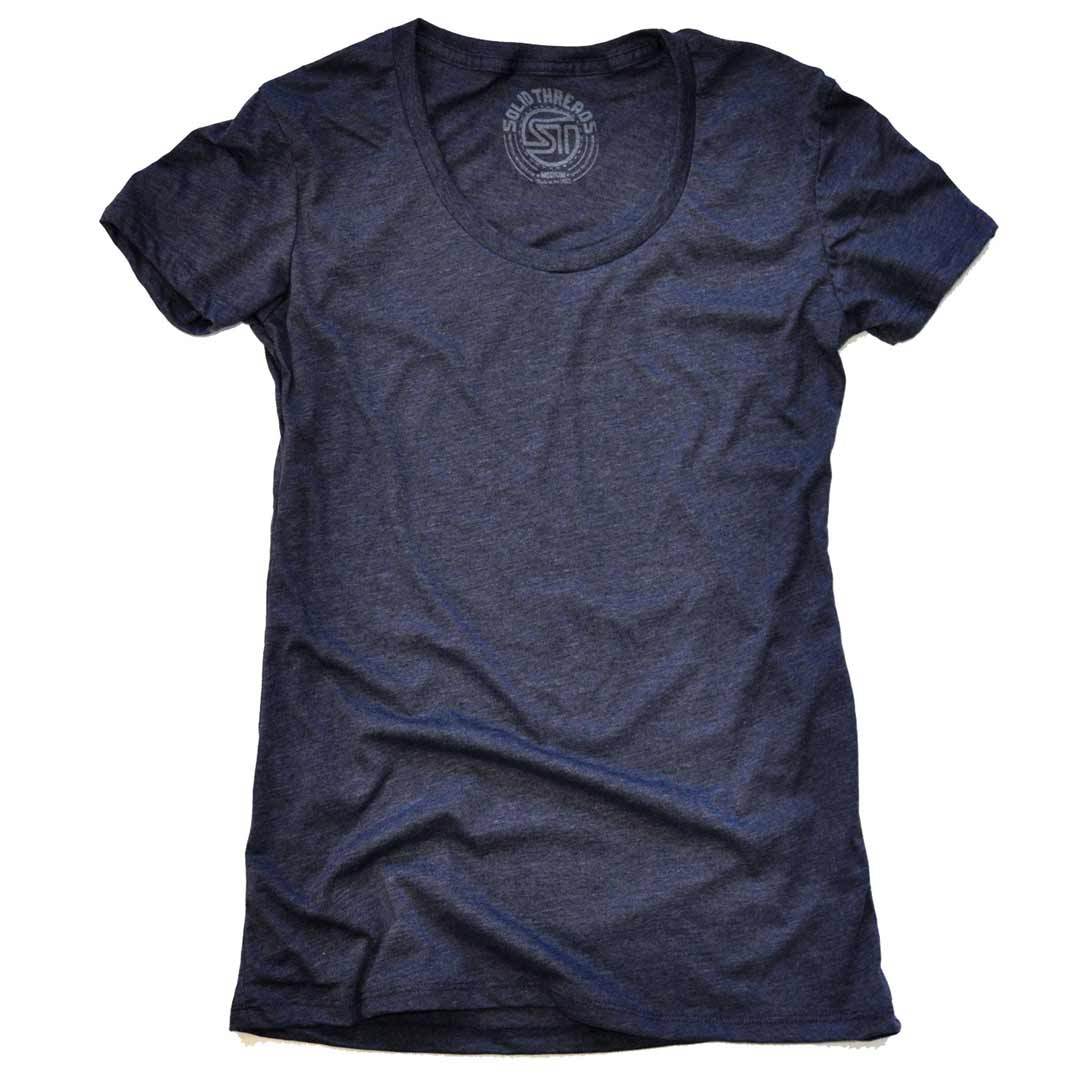 Women's Solid Threads Scoopneck Navy T-shirt