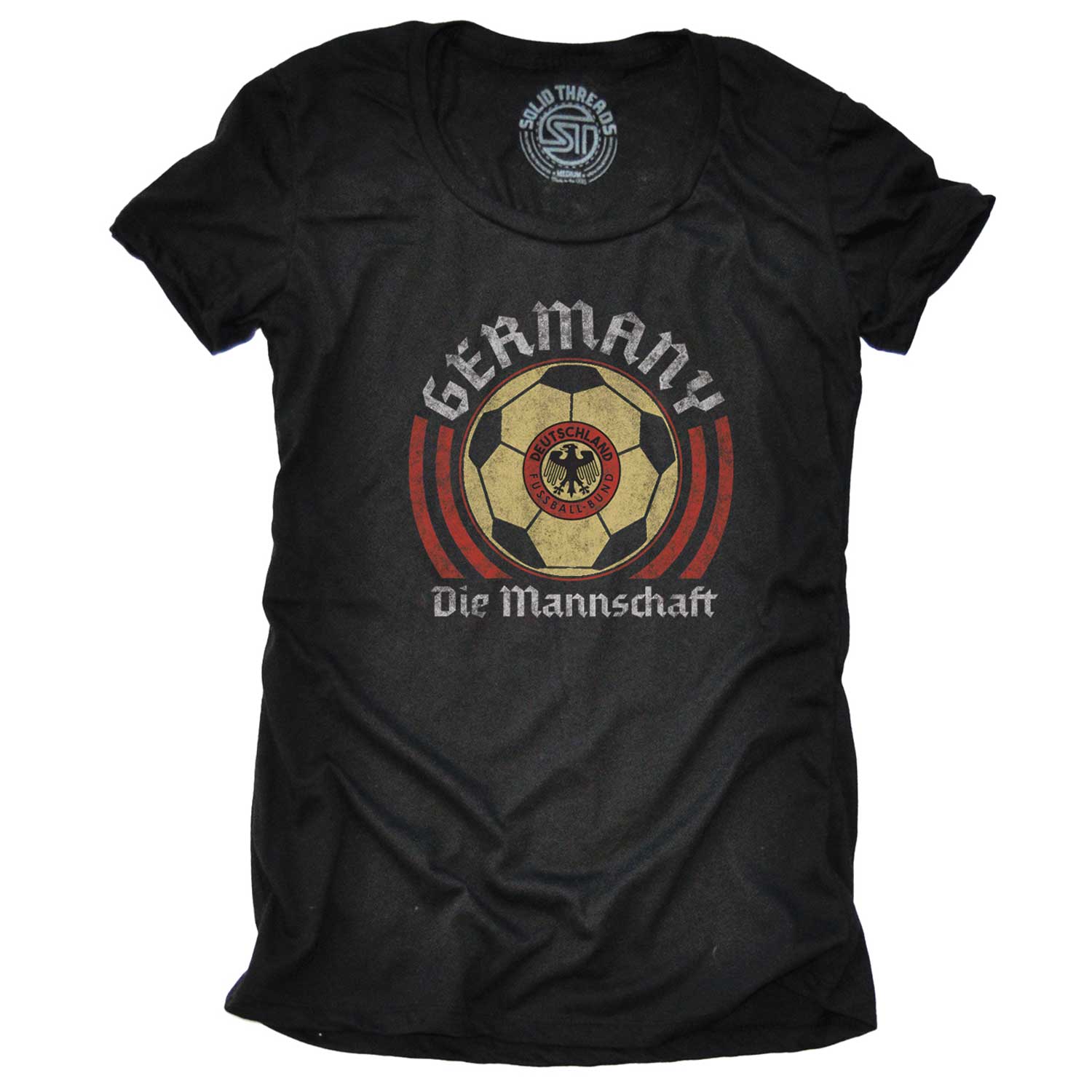Women's Germany National Soccer Team Cool Graphic T-Shirt | Vintage Deutschland Tee | Solid Threads