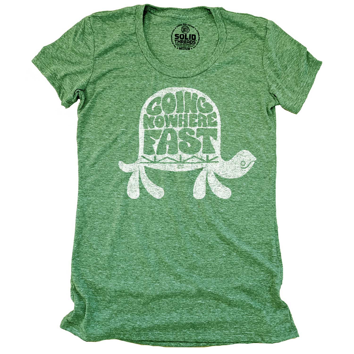 Women's Going Nowhere Fast Vintage Sea Turtle Graphic T-Shirt | Funny Patience Tee | Solid Threads