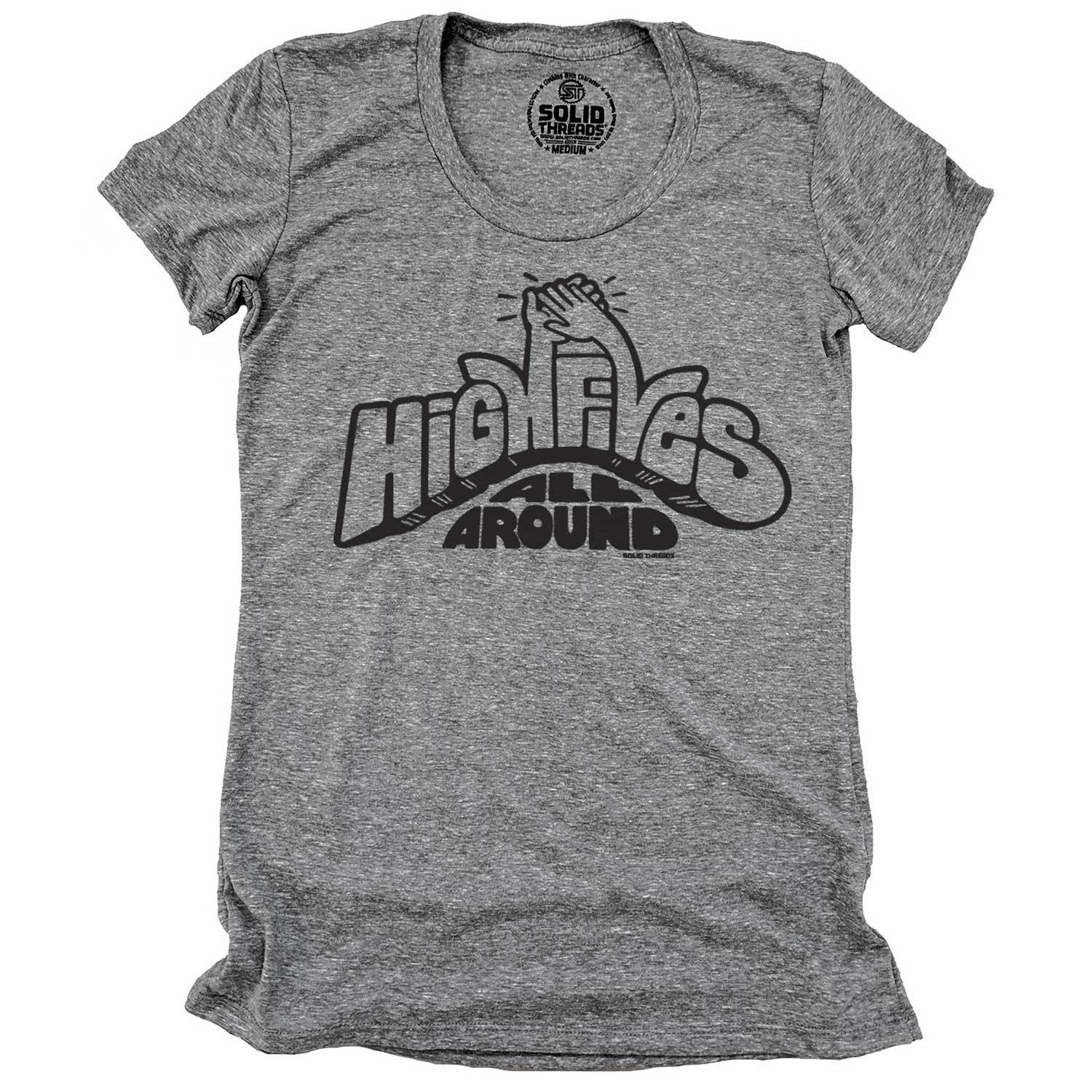 Women's High Fives All Around Vintage T-Shirt | Retro Positivity Graphic Tee | Solid Threads