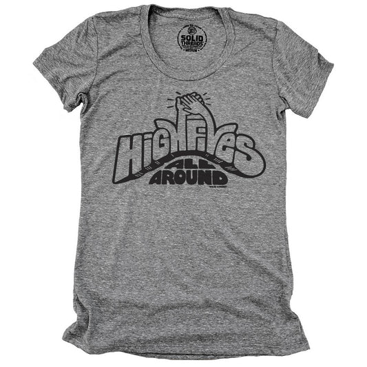 Women's High Fives All Around Vintage T-Shirt | Retro Positivity Graphic Tee | Solid Threads