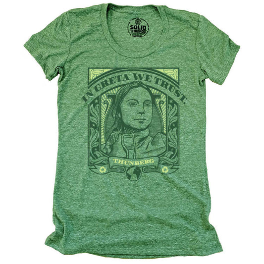 Women's In Greta We Trust Cool Graphic T-Shirt | Vintage Fridays for Future Tee | Solid Threads