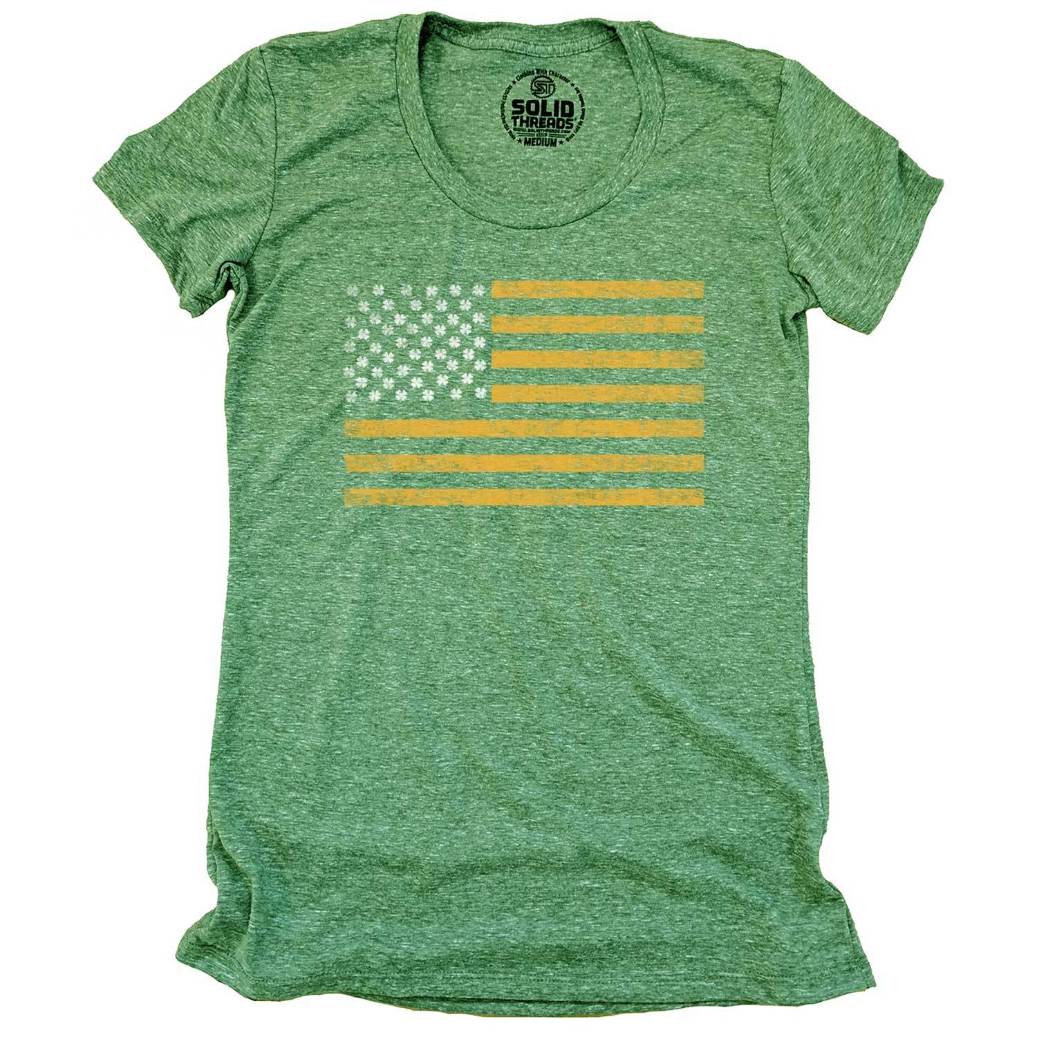 Women's Irish American Vintage St Paddy's Graphic Tee | Retro Irish Pride T-Shirt | Solid Threads