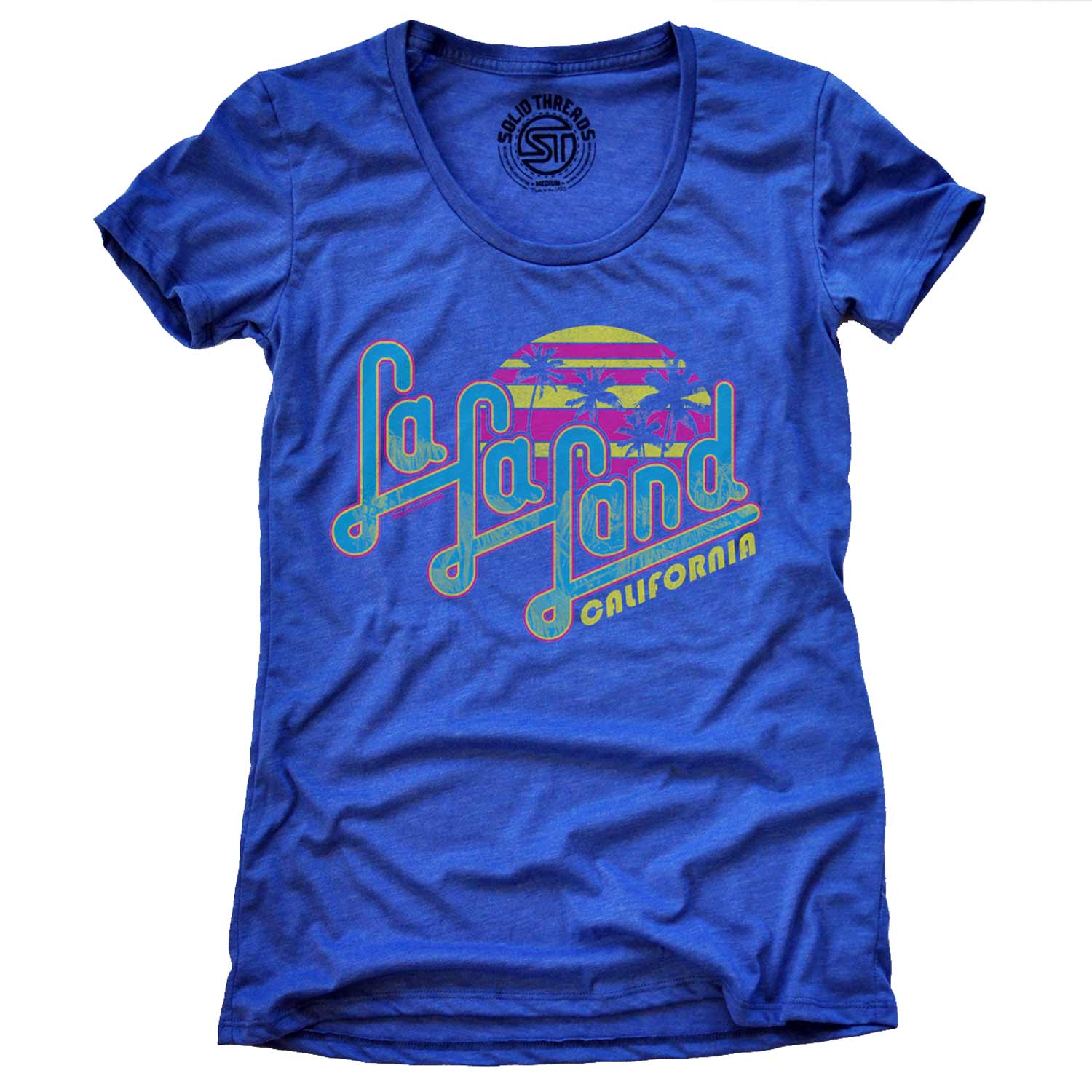 Women's La La Land Cool Vintage Graphic Scoopneck Tee | Retro* California* T-Shirt* | Solid Threads