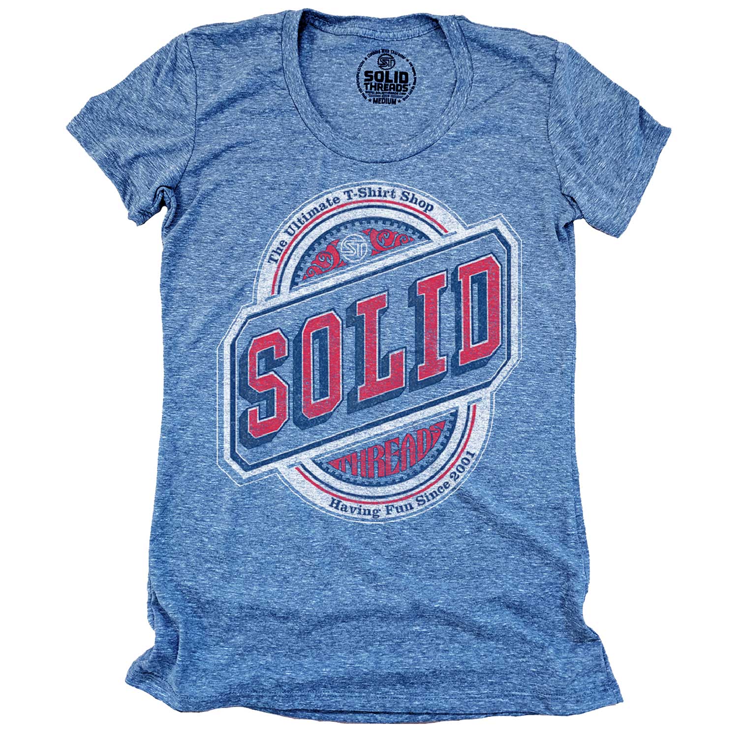 Women's Craft Beer Label Logo Vintage Graphic Tee | Cool Unique Triblend T-shirt | Solid Threads