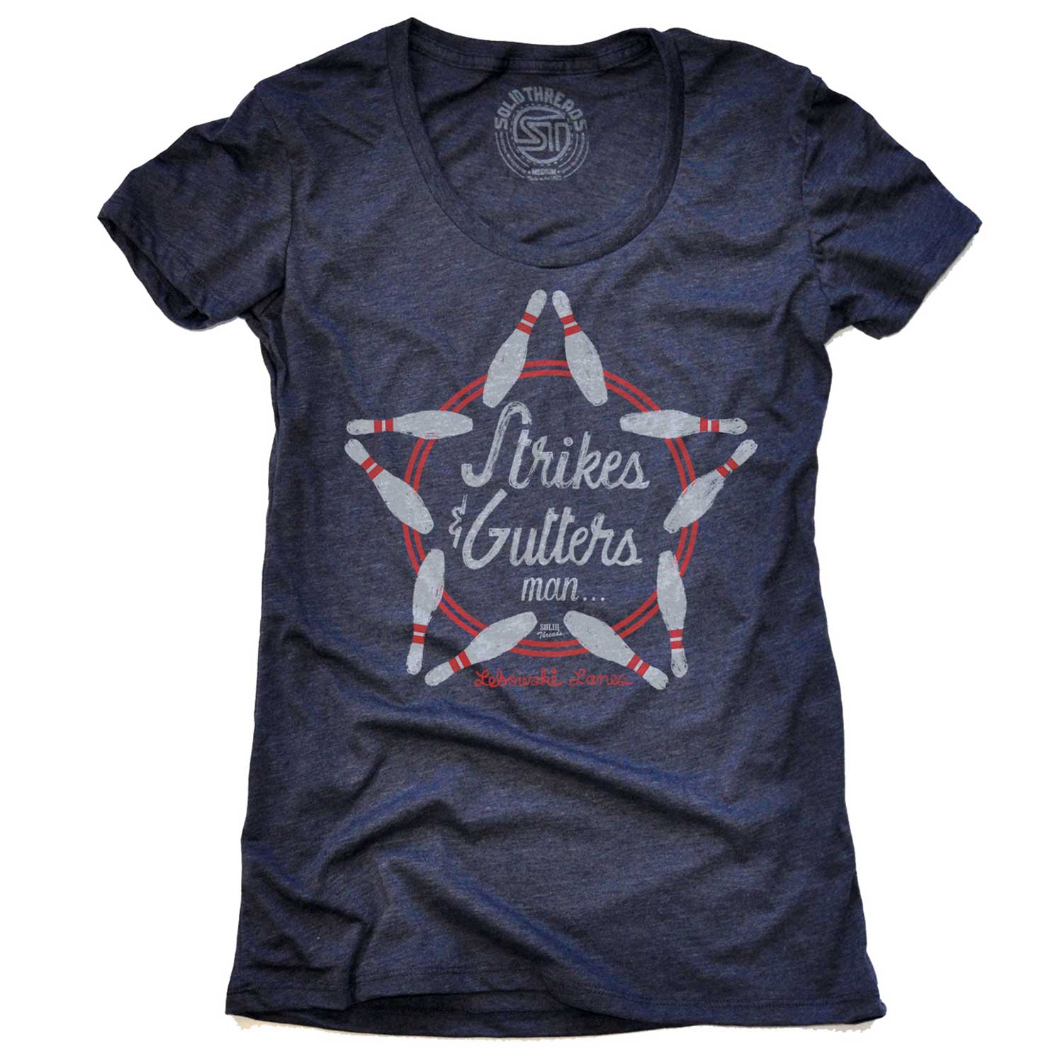 Women's Strikes & Gutters Vintage Movie Graphic T-Shirt | Funny Big Lebowski Tee | Solid Threads
