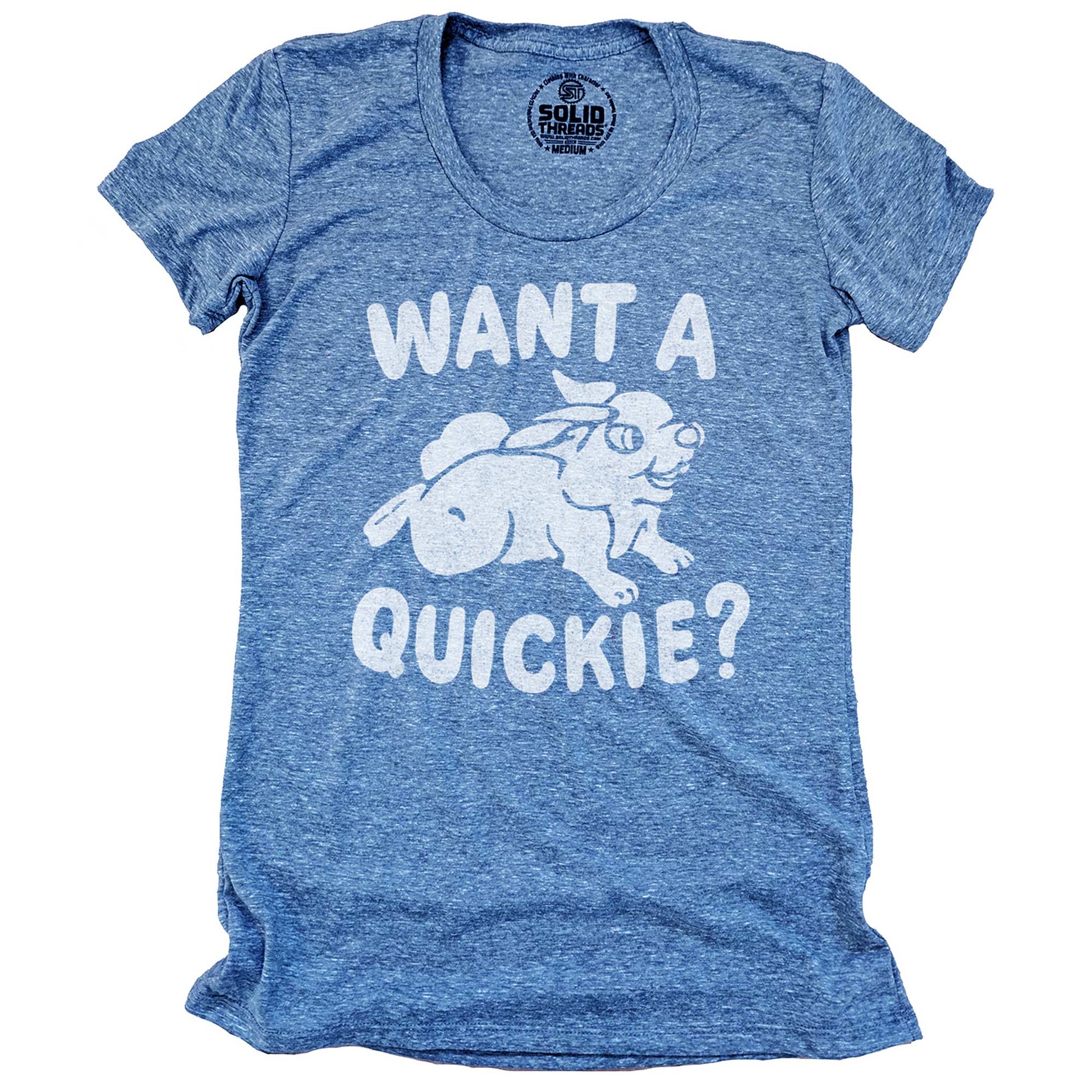 Women's Want A Quickie Vintage Graphic T-Shirt | Funny Playboy Triblend Tee | Solid Threads