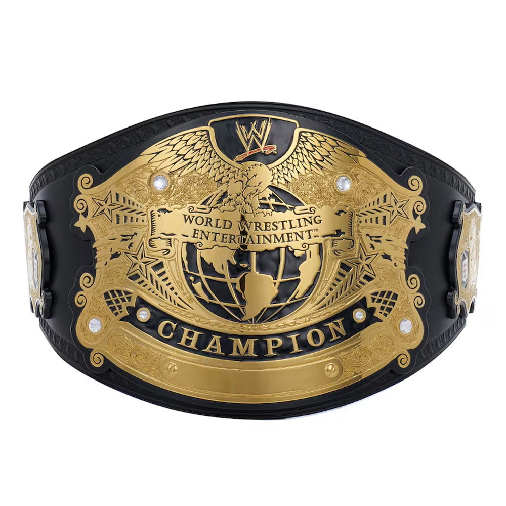 WWE Undisputed Championship replica belt with gold detailing and black leather strap from Shops Gear Hikes