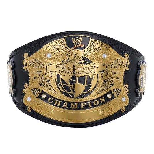 WWE Undisputed Championship replica belt with gold detailing and black leather strap from Shops Gear Hikes